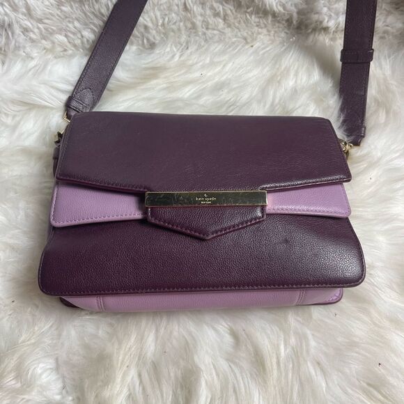 Kate Spade Carmel Court Kaela leather purple & lavender shoulder/ crossbody bag - Picture 7 of 16